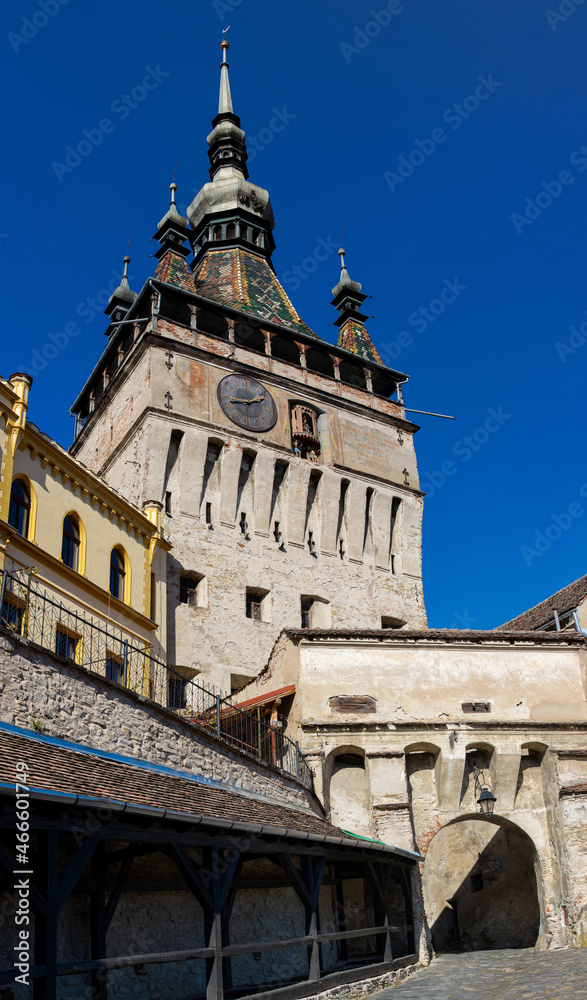 The clock tower in the fortress of Sighisoara - Romania