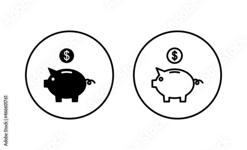 Piggy bank icons set. piggy money sign and symbol