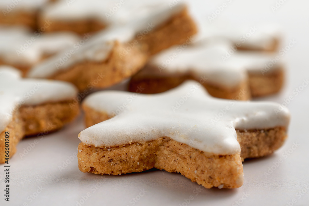 Close up of cinnamon stars on white background. Close up of cinnamon stars on white background.