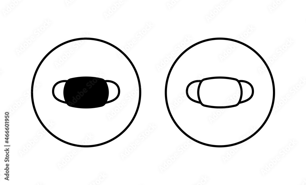 Mask icons set. Medical mask sign and symbol. Man face with mask icon. Safety breathing mask Mask icons set. Medical mask sign and symbol. Man face with mask icon. Safety breathing mask