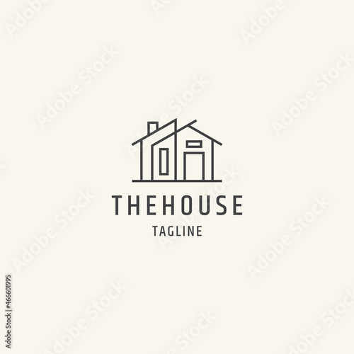 Real Estate line simple logo design template.