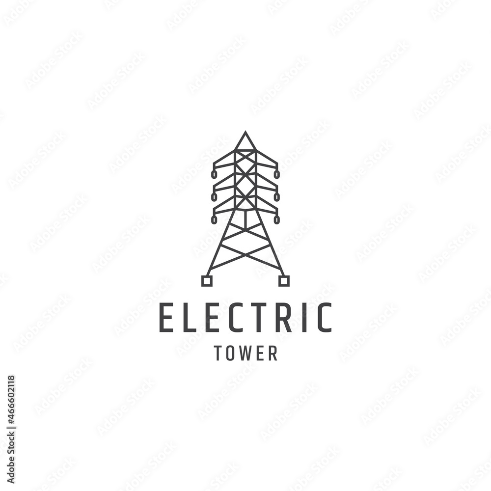electric tower line minimalist logo vector