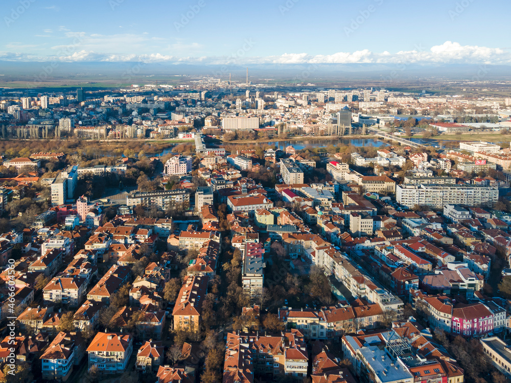Obraz premium Aerial view of City of Plovdiv, Bulgaria
