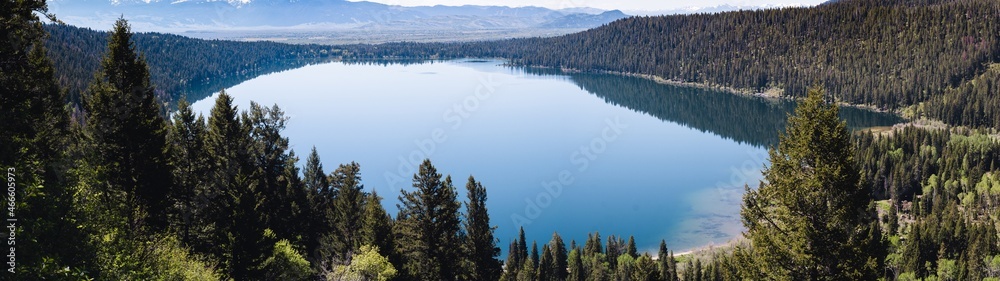 panorama of a large blue lake panorama of a large blue lake