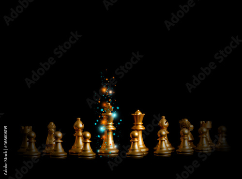 Chess board game for ideas and competition and strategy, business success concept. Chess takes a strategic approach and tactics. Chess that uses the concept of a competitive strategy.