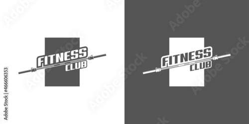 logo athletic club for bodybuilding, powerlifting, weightlifting, crossfit and fitness training. Barbell club logo vintage design isolated on background. Emblem for gym and heavy training of strongman