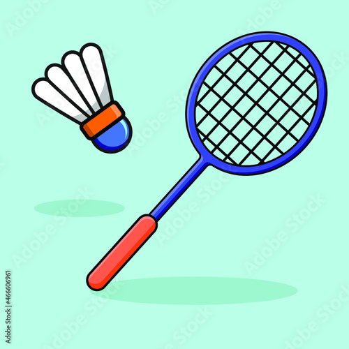 shuttlecock and badminton racket. equipment for sport of badminton. Vector illustration. EPS 10.