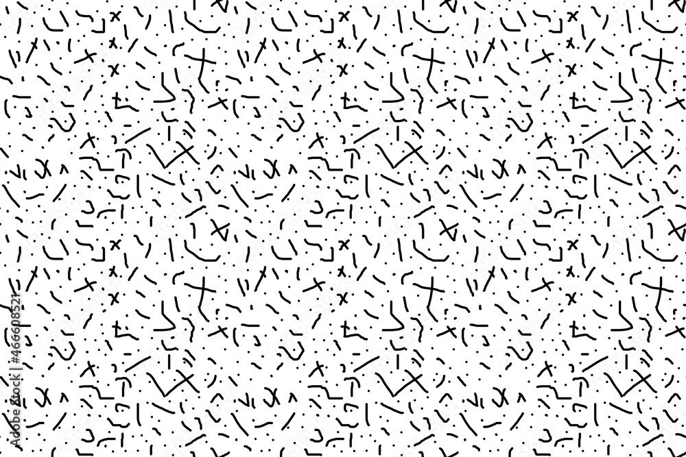 seamless pattern, doodled black lines on white background
