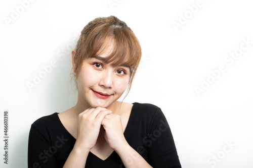 asia portrait of a person beautiful young woman on whitebackground