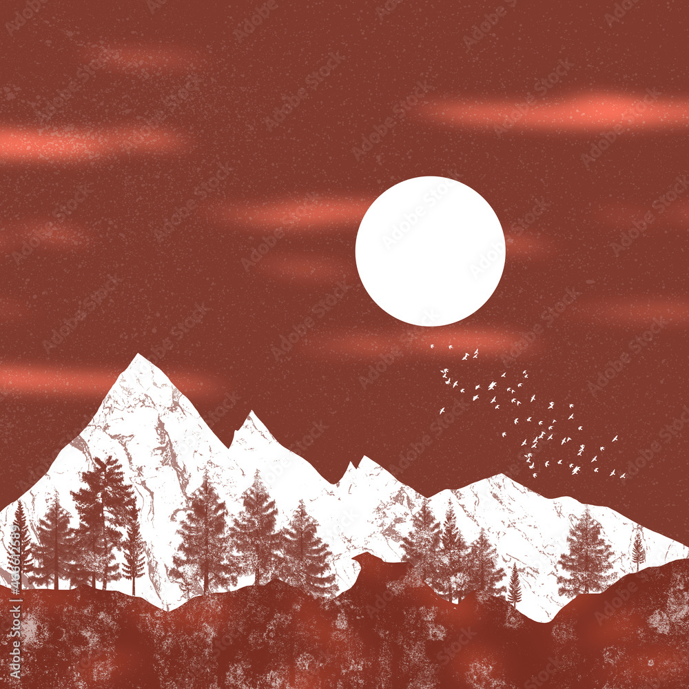 The white mountains by the moonlight