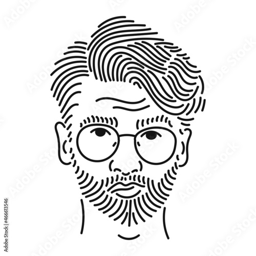 Serious confident bearded male with pleasant appearance