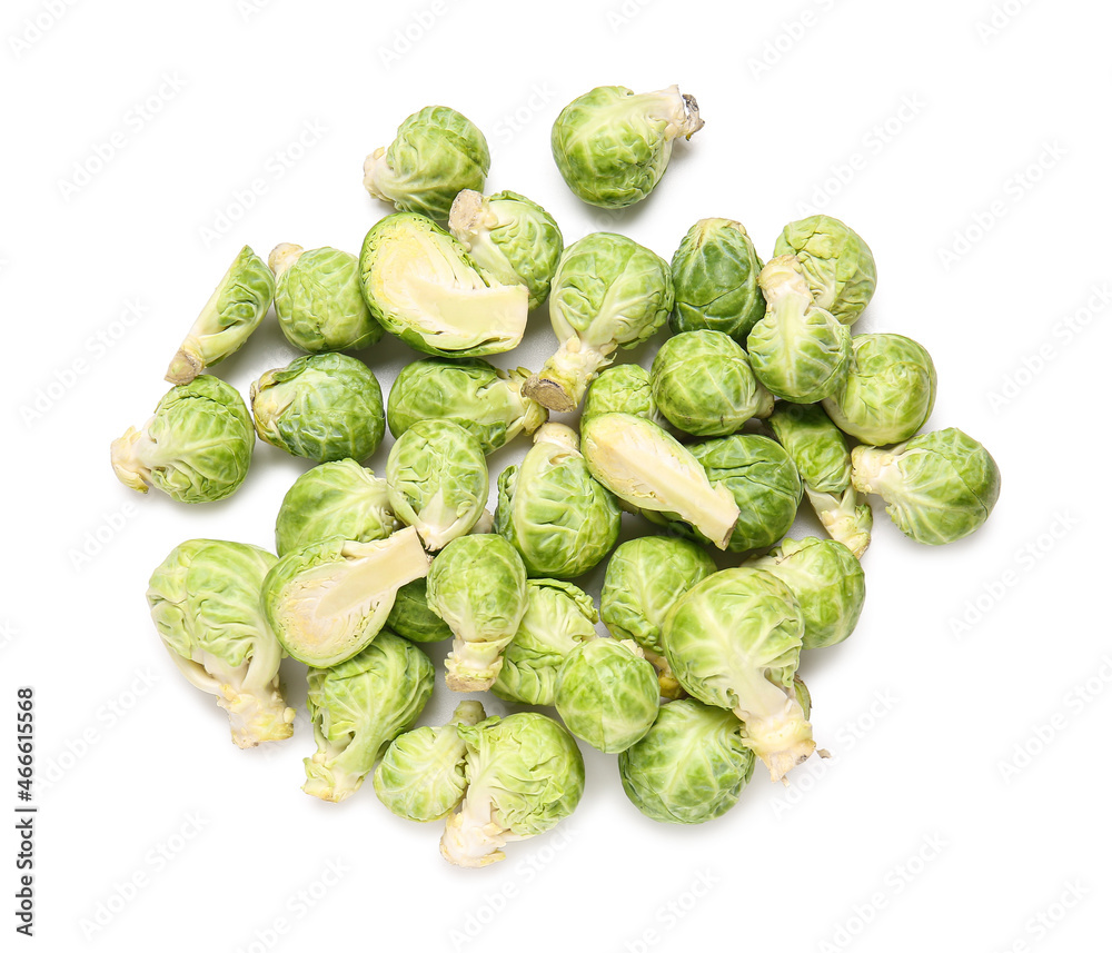 Pile of fresh Brussels cabbage on white background Pile of fresh Brussels cabbage on white background