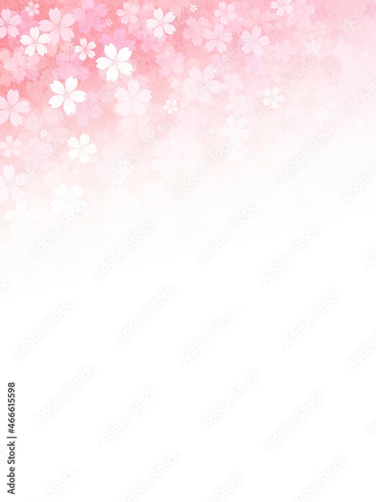 ピンク色の桜の花模様のグラデーションフレーム