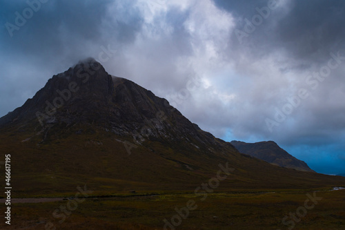 Scottish Highlands, Glencoe Swamp, Scotland Mountains with mist, Winter UK