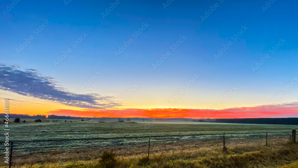 sunset over pasture