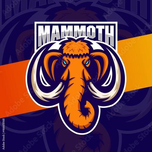 big mammoth head mascot esport logo design character for sport and game logo photo