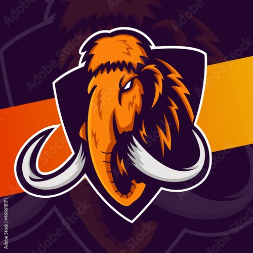 big mammoth head mascot esport logo design character for sport and game logo