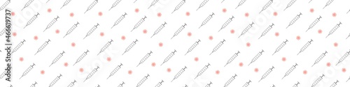Vaccination seamless pattern. Syringes pattern on white. Grafting concept. Flu prevention poster. Flu shot. Stop covid background. Print for social media, news, propaganda post, medical flyers,posters