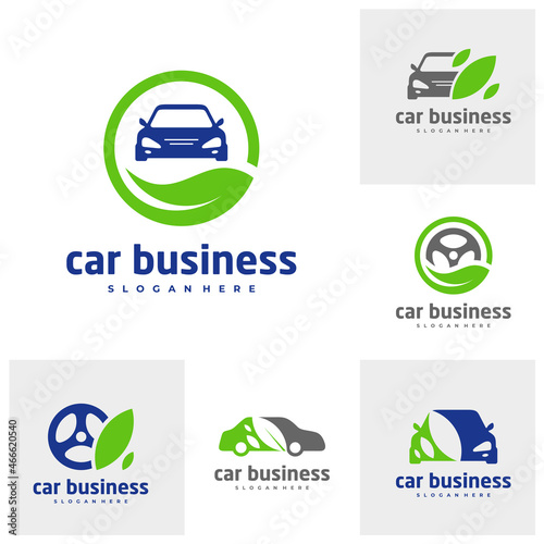 Set of Car leaf logo vector template, Creative Car logo design concepts