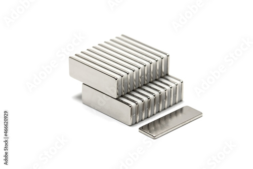 Neodymium magnet 30mm x 10mm x 1.5mm Nickle Coat photo
