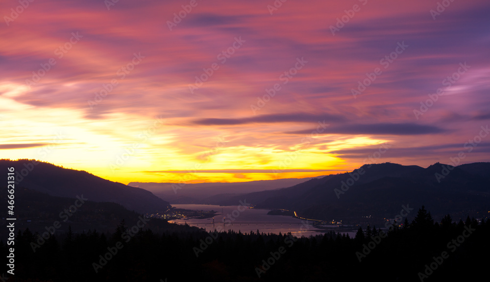 Sunrise on the Columbia River Gorge