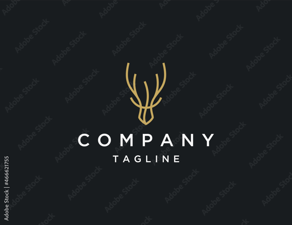 Luxury lineart deer head logo template