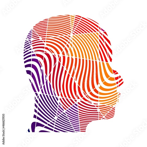 Double exposure portrait of man and stripes.