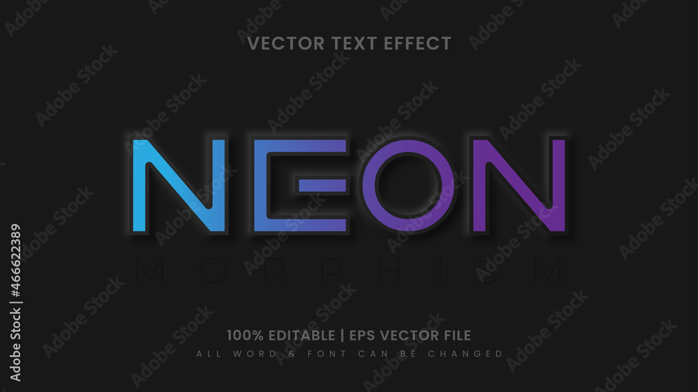 Dark Neon Neo Morphism 3d Text Style Effect. Editable illustrator text style.