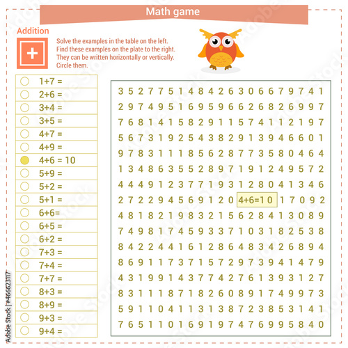  Mathematical game. Solve the examples on the 