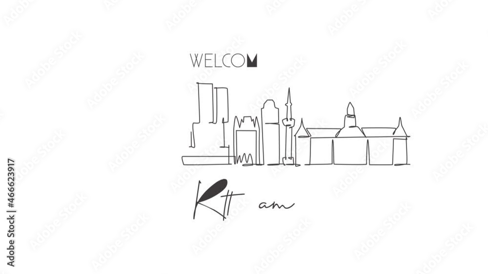 Animated self drawing of continuous line draw Rotterdam city skyline, Netherlands. Famous skyscraper landscape postcard. World travel wall decor poster art concept. Full length one line animation. Animated self drawing of continuous line draw Rotterdam city skyline, Netherlands. Famous skyscraper landscape postcard. World travel wall decor poster art concept. Full length one line animation.