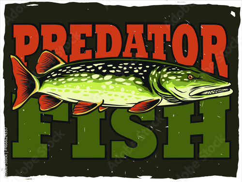 Predator fish poster design ,vintage style,editable design ,can use for your poster