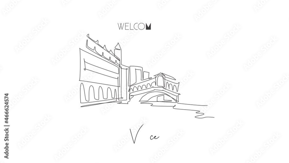 Animation of one line drawing Rialto Bridge landmark. World famous iconic canal in Venice Italy. Tourism travel home wall decor poster concept. Continuous line self draw animated. Full length motion. Animation of one line drawing Rialto Bridge landmark. World famous iconic canal in Venice Italy. Tourism travel home wall decor poster concept. Continuous line self draw animated. Full length motion.