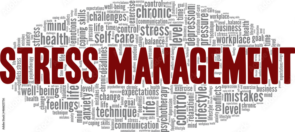 Fototapeta premium Stress Management vector illustration word cloud isolated on white background.
