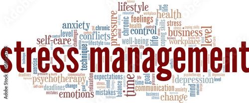 Stress Management vector illustration word cloud isolated on white background.