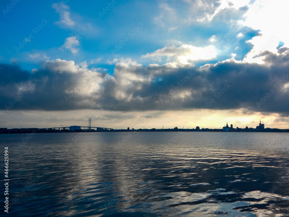 sunset over the river