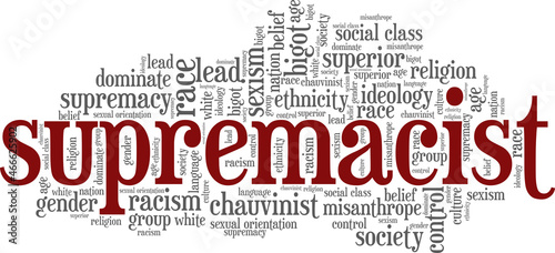 Supremacist vector illustration word cloud isolated on white background.