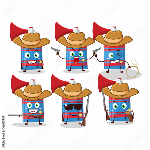 Cool cowboy blue air horn cartoon character with a cute hat