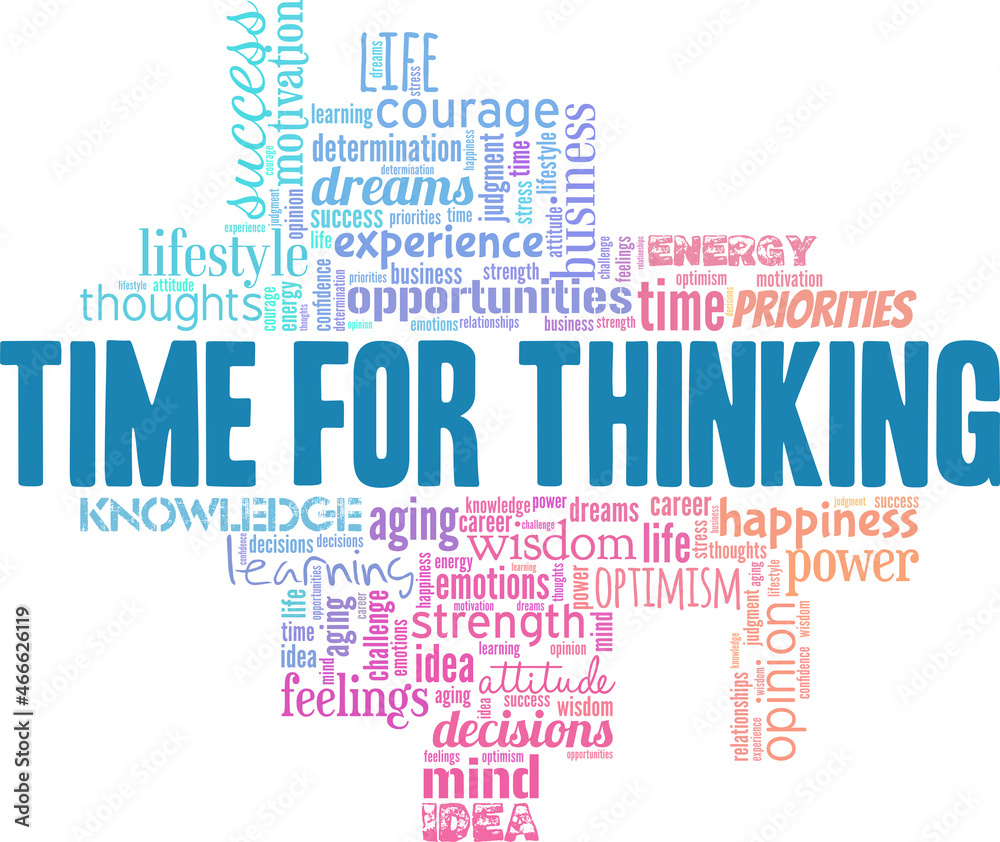 Fototapeta premium Time for thinking vector illustration word cloud isolated on white background.
