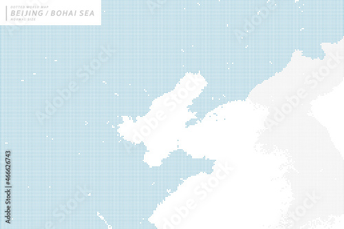 中国、渤海中心とした青いドットマップ photo