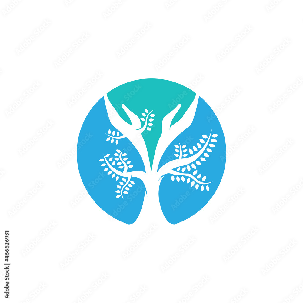 Hand and tree logo vector design template Hand and tree logo vector design template