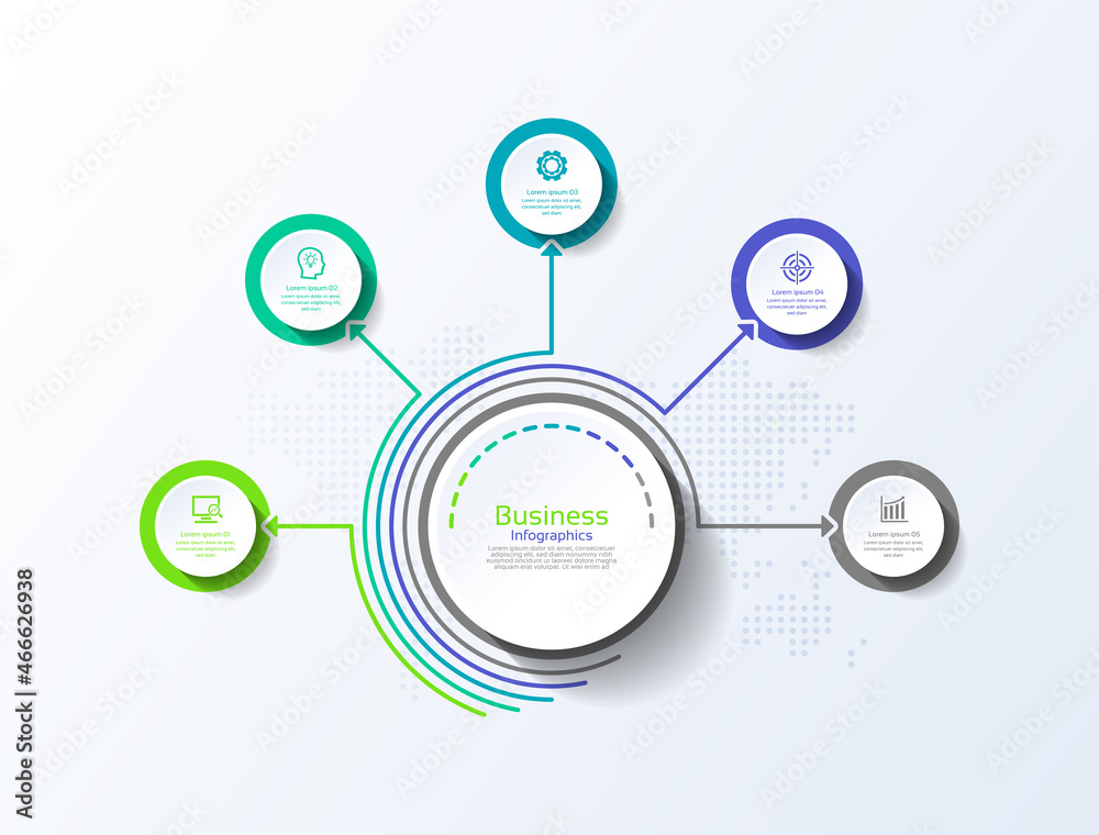 Presentation business abstract background infographic template circle with 5 step Presentation business abstract background infographic template circle with 5 step
