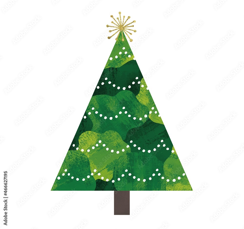 Fototapeta premium 水彩の緑のクリスマスツリー