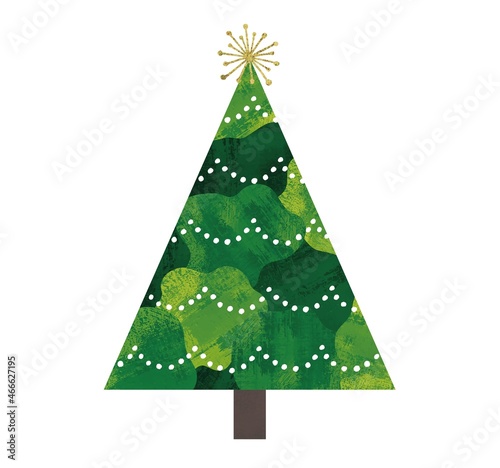 水彩の緑のクリスマスツリー