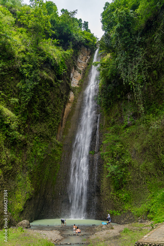 The beauty of Sidoharjo waterfall  the highest waterfall in the province of Yogyakarta  Indonesia