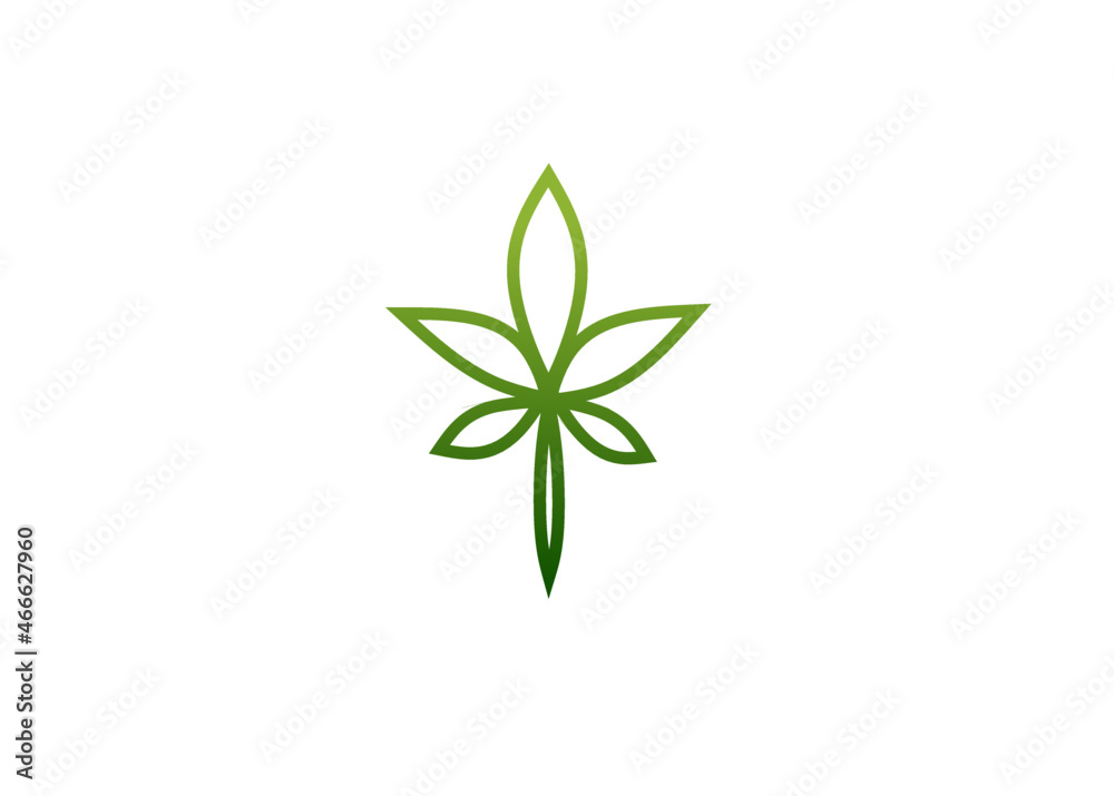 CBD Cannabis Marijuana Pot Leaf Hemp with Line Art style Logo Design CBD Cannabis Marijuana Pot Leaf Hemp with Line Art style Logo Design