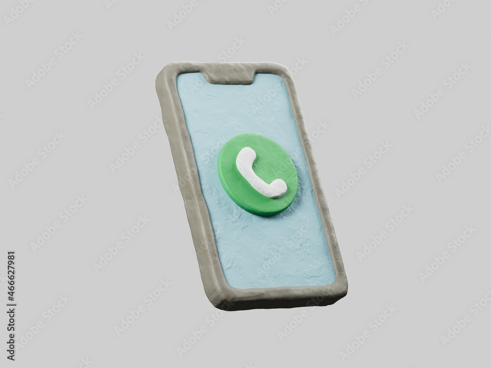 Phone icon made of clay plasticine Phone icon made of clay plasticine