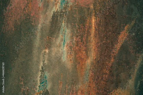 The texture of old metal rusty covered with paint residue