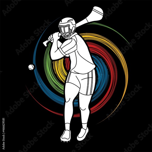 Irish Hurley Sport Cartoon Graphic Vector