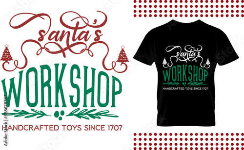 farmhouse Christmas design sign. Santa's workshop vector.
