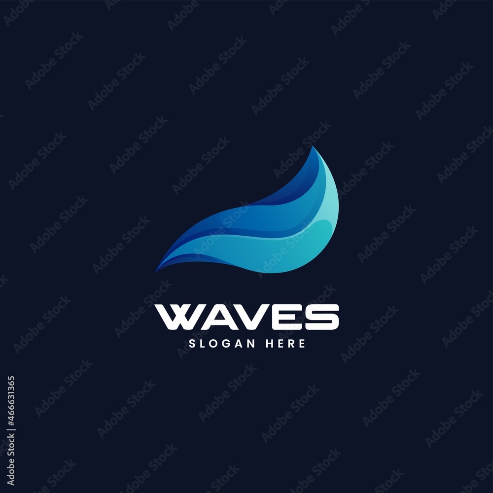 Fototapeta premium Vector Logo Illustration Waves Gradient Colorful Style.
